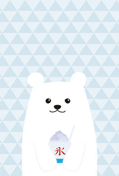 白クマとかき氷の夏のイメージ背景