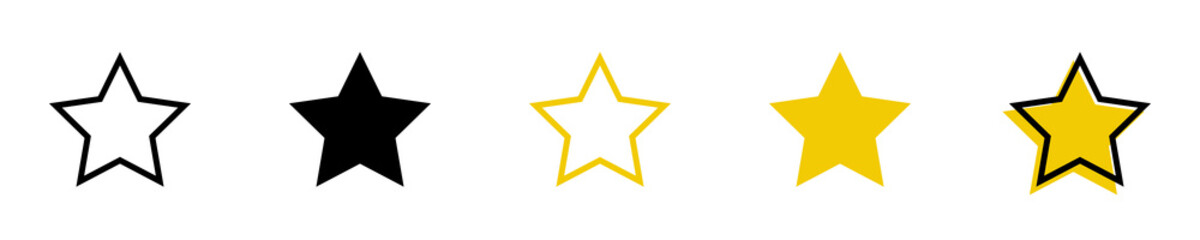 Conjunto de iconos de estrellas amarilla y negro