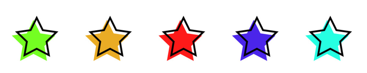 Obraz premium Conjunto de iconos de estrellas de diferentes colores