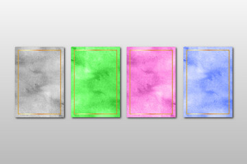 watercolor hand painted background texture. aquarelle abstract emerald backdrop. horizontal template