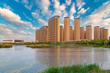 Fototapeta premium Urban scenery of Yiwu City, Zhejiang Province, China