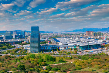 Urban scenery of Yiwu City, Zhejiang Province, China