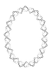 Stylized frames on the theme - puzzles. Illustration on a white vertical background format A4.