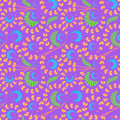 Seamless texture, pattern on a square background - flowers and leaves. Styling.