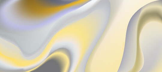 Web header background design with liquid grey and yellow paint flow.  Abstract fluid background for website, brochure, banner, poster.