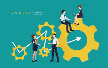 Business people talking for business presentation media,vector character concept design