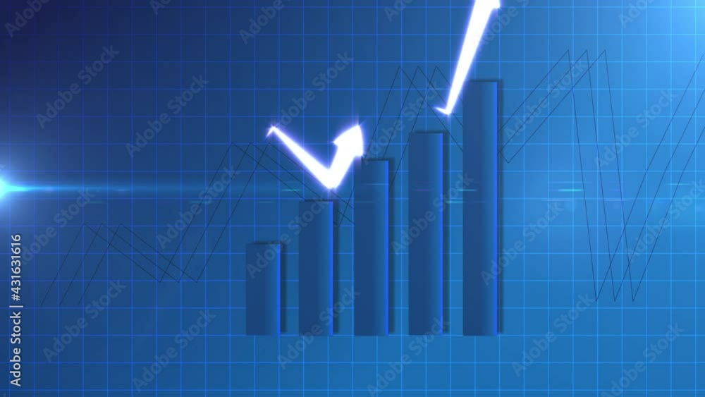 Poster blue upwards animation of bar graph showing data stats rising. 4k perfect for your presentations, bu