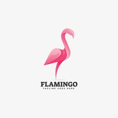 Vector Logo Illustration Flamingo Gradient Colorful Style.