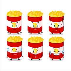 Cartoon character of cup of potato chips with smile expression