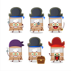 Cartoon character of fast food bag with various pirates emoticons