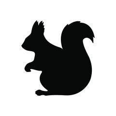 black silhouette of a squirrel. silhouette of a wild animal