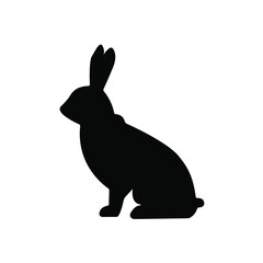 black silhouette of a hare or rabbit. silhouette of a wild animal