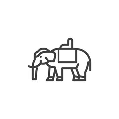 Elephant with seat line icon
