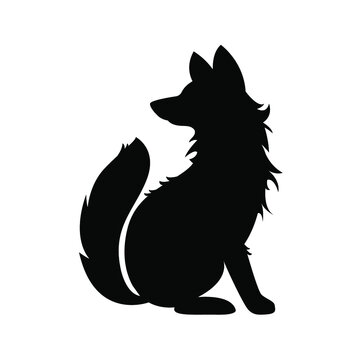 the black silhouette of a wolf or dog. silhouette of a wild animal