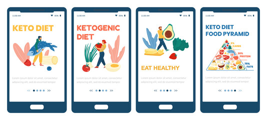 Mobile phone apps for people following keto diet with healthy low carb nutrition