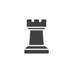 Chess rook piece vector icon - obrazy, fototapety, plakaty