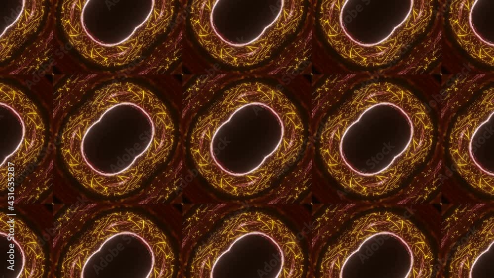 Poster moving kaleidoscope patterns. animation. 3d render