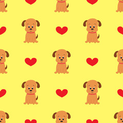 Seamless pattern with cute cartoon dog. Vector illustration.
