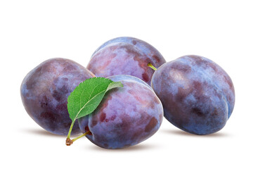 Plums isolated on white background with clipping path