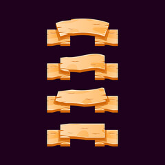 wooden ribbon banner design perfect for game ui asset elements