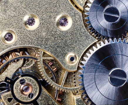 Close up of watch cogs