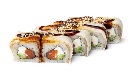Japanese Cuisine Sushi Roll on a white background
