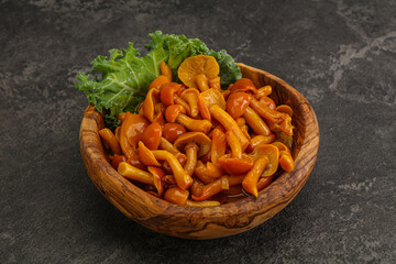 Marinated mushroom - honey agaric in the bowl