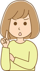 何かを注意している女性のイラスト
