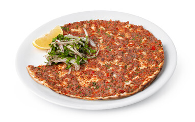 Turkish flapjack on plate isolated on white