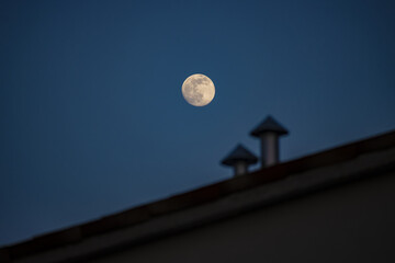 Shinny Moon Over The Roof