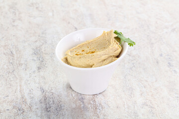 Traditional Jewish Hummus with olive oil