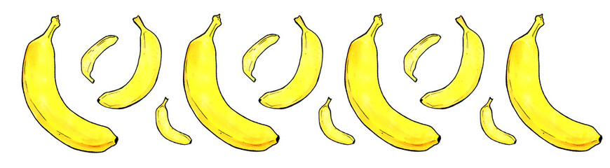 Line conposition of four bananas