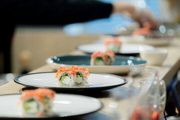 sushi on the catering table