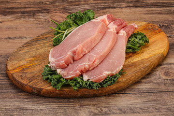 Raw pork steak for cooking