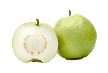 Green Guava fruit slice isolated on white background
