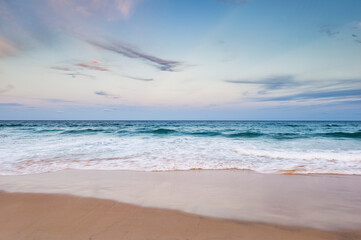 Looking from the beach straight out to sea