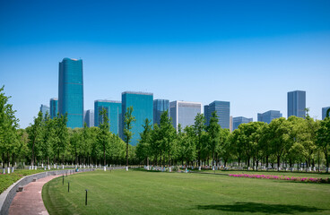 Obraz premium CBD landscape of Yiwu City, Zhejiang Province, China