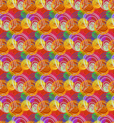Seamless pattern with abstract hand-drawn curls or spiral swirl, seamless fabric print