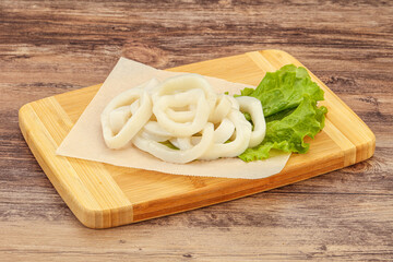 Raw squid rings for cooking