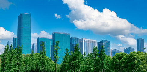 CBD landscape of Yiwu City, Zhejiang Province, China