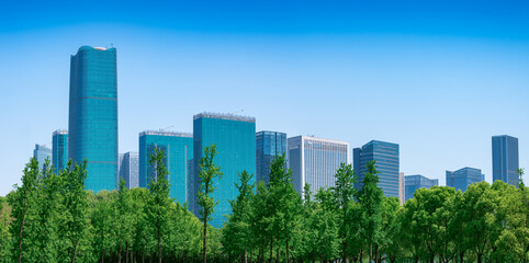 Obraz premium CBD landscape of Yiwu City, Zhejiang Province, China