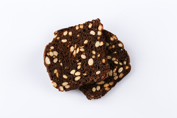 Slice of black bread with sesame