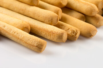bread sticks on white background