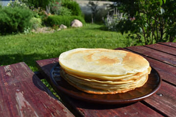 Pancakes on plates