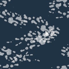 Seamless pattern of abstract textured light elements on a dark blue background for textiles.