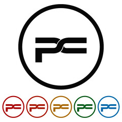 Letter PC logo color set