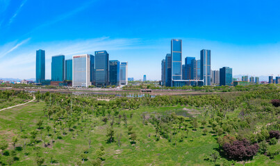 Obraz premium CBD landscape of Yiwu City, Zhejiang Province, China