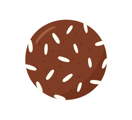 Chocolate ball or Swedish chokladboll. Oatmeal ball or Danish havregrynskugle type of unbaked pastry that is a popular Danish and Swedish confectionery. Hand drawn isolated vector illustration.