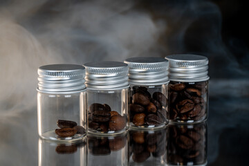 coffee beans in a bottle