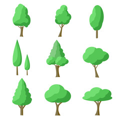 Collection of flat trees Icon. Can be used to illustrate any nature or healthy lifestyle topic.